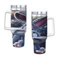 thumbnail image 2 of Taza térmica de acero inoxidable con estampado de Bugs Bunny para café frío o caliente, 40 oz, con asa, 2 of 8