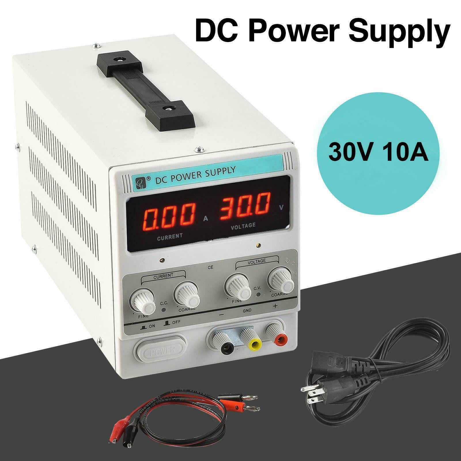 Cable DC Power Supply 30V 10A Precision Variable Digital Adjustable Lab Grade 