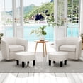 thumbnail image 4 of Costway Swivel Barrel Chair with Ottoman Footrest Curved Backrest & Armrests Living Room Creamy White, 4 of 8