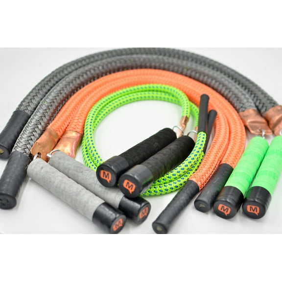 Mute Sports Equipment Split Ropes Adaptive Seated Jump Rope TRIO of Calf, Bull & Buffalo. Seated chair fitness for wheelchair users, pregnancy, therapy, paraplegic, geriatric.