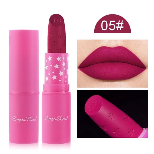 Fiudx Lápiz Labial Aterciopelado, Acabado Mate de Larga Duración, Diseño Compacto, Color Rosa Estrella Rojo, Ideal para Uso Diario En La Oficina, Ideal para Regal, Fórmula Segura y Sin Químicos.