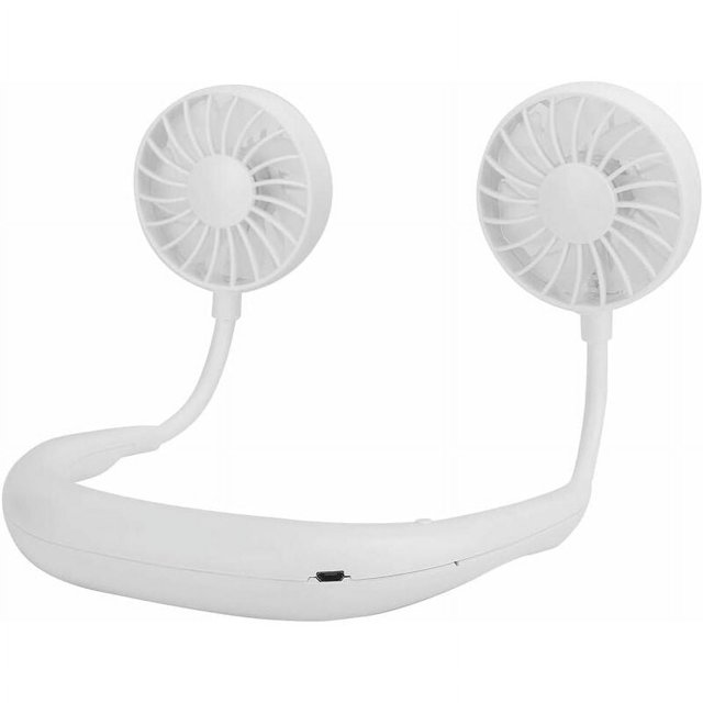 Ventilador de cuello colgante portátil, ventilador personal manos libres con banda para el cuello, ventilador portátil recargable USB de 3 velocidades, mini ventilador con banda para el cuello (blanc