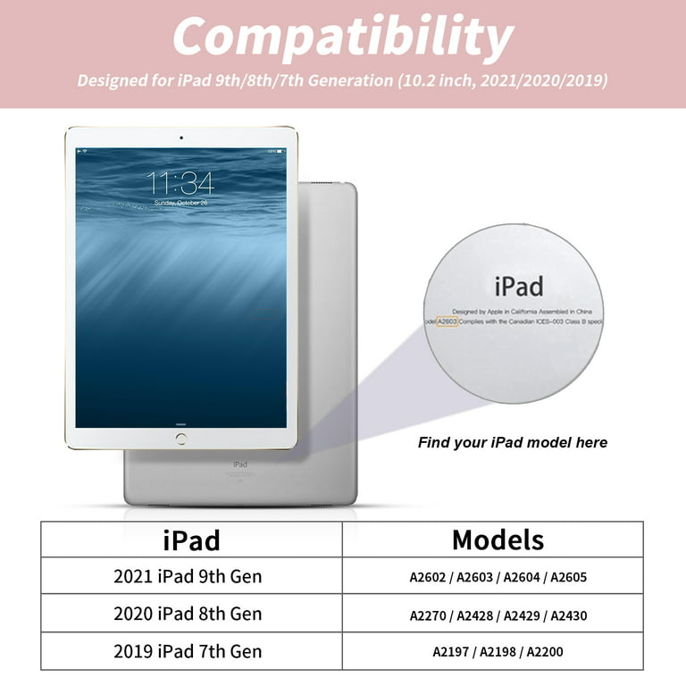 For iPad 9th 8th 7th Generation Case Compatible with Smart
