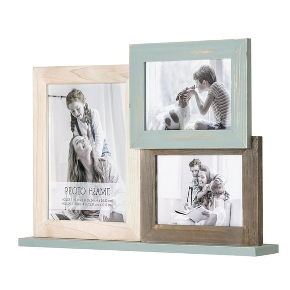 Crystal Art Gallery Tabletop Gray and White Home Décor Photo Frame Collage - 16.25" x 11.25"