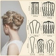 thumbnail image 2 of RUseeN 7 Pcs Metal Hair Fork French Twist Comb for Updo Bun, U Shape Hair Pin Hair Clips Combs for Women Hair Accessories, Black, 2 of 7