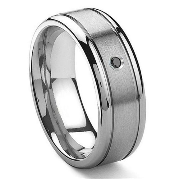 Titanium Kay Tungsten Carbide Solitaire Black Diamond Newport Comfort Fit Mens Wedding Band Ring Sz 10.0
