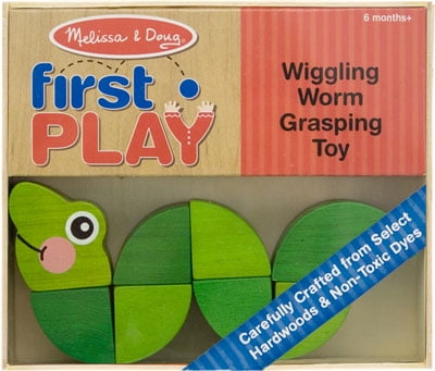 First Play Wiggling Worm Grasping Toy Melissa /& Doug Wood Colorful New Sealed