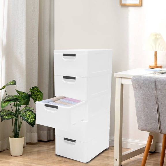 15.75*11.81 Modern Plastic Drawers Dresser Storage Cabinet with 5 Drawers White Closet Disassemble