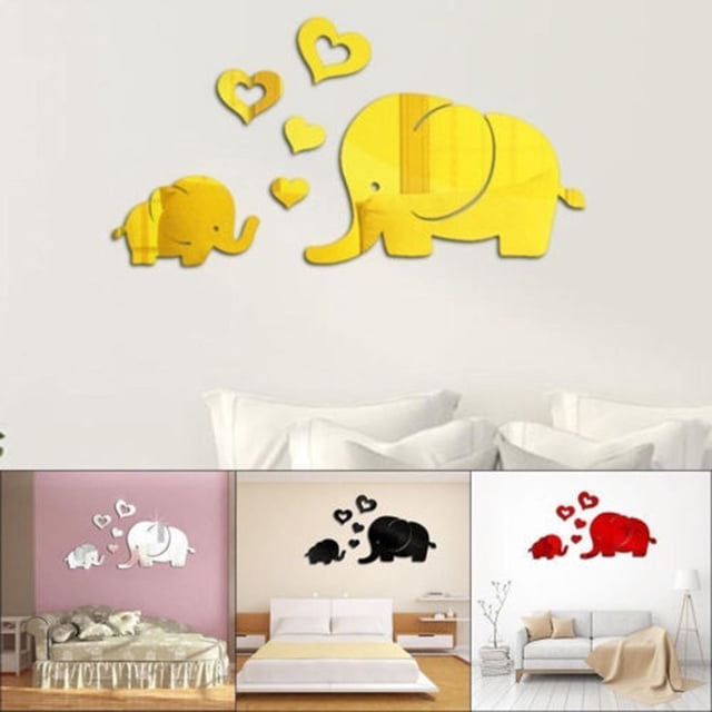 Mirror Surface Wall Sticker Lightweight Plastic 3D Cartoon mirror wall Wall Decals Living Room Bedroom Decors