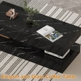 thumbnail image 6 of LED Coffee Table with Storage Shelf, High Glossy Faux Marble Storage Center Tables, Modern Stylish Double-Layer Accent Tables with Marbling Print for Living Room & Small Spaces,BLACK, 6 of 8
