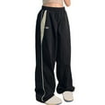 thumbnail image 2 of Qetyuw Women's Parachute Pants Side Striped Track Pants Wide Leg Baggy Sweatpants Elastic High Waist Joggers Fashion Lightweight Sports Streetwear Trousers, 2 of 6