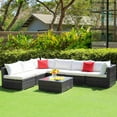 thumbnail image 3 of Costway 7PCS Patio Rattan Furniture Set Sectional Sofa Cushioned Off White, 3 of 9