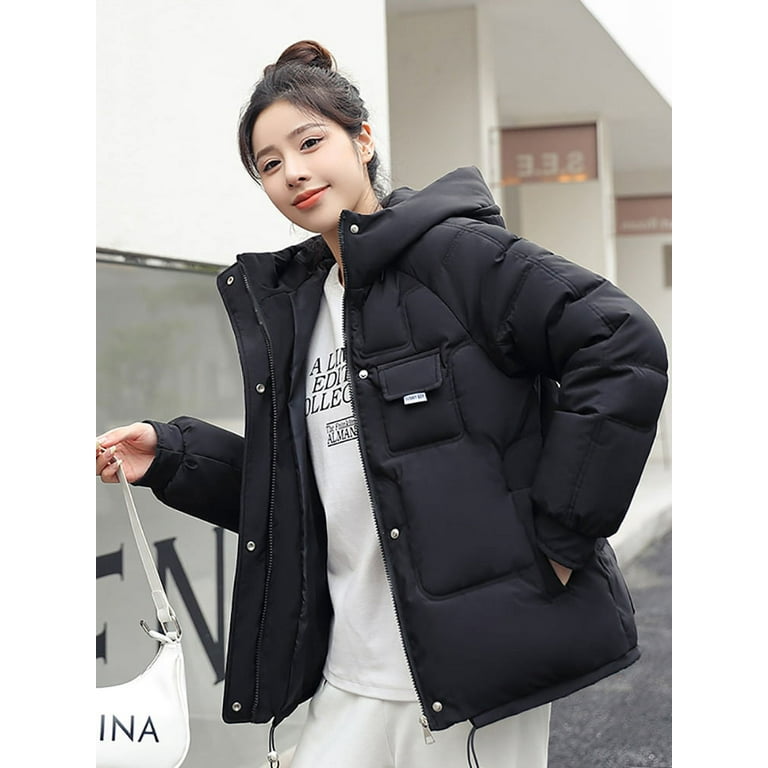 Women Winter Jacket Fashion Loose Hooded Long Cotton Padded Oversize Parka  Coat