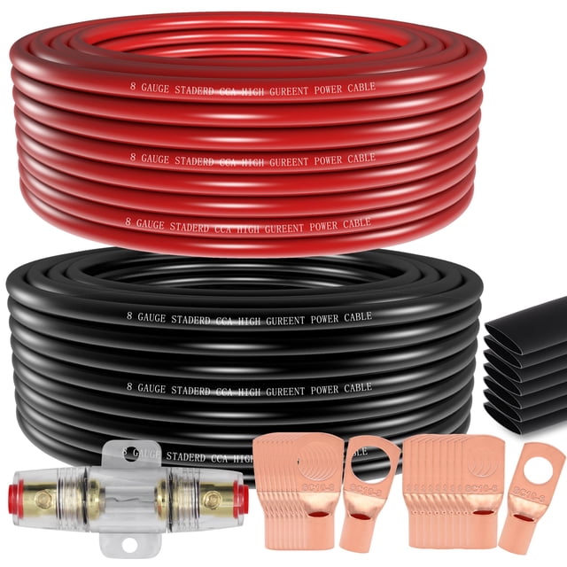 Cable de alimentación/tierra Ingoulut calibre 8 CCA de 50 pies con portafusibles