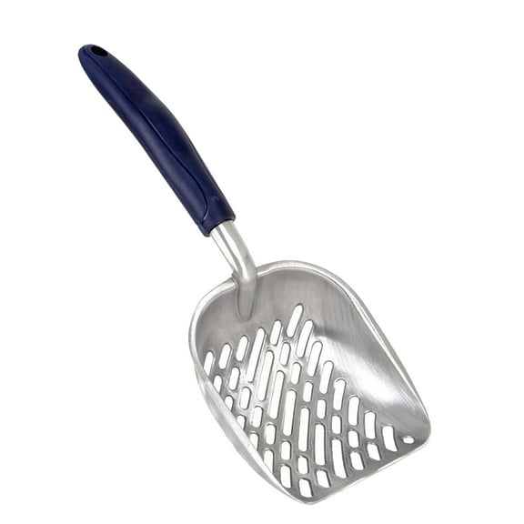 Cat Litter Scoop Metal, Poop Sifter with 1.6"Deep Shovel for Kitty, Flexible Long Handle