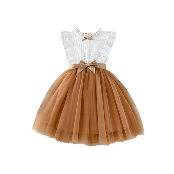 BemeyourBBs Girls Princess Dresses Tulle Patchwork Sleeveless Mock Neck Dress