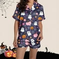 thumbnail image 6 of Tnhcen Women's Halloween Spider Web Pajama Set 2-Piece Collared Button Up Top Elastic Shorts Comfortable Sleepwear S-2XL Purple, 6 of 8