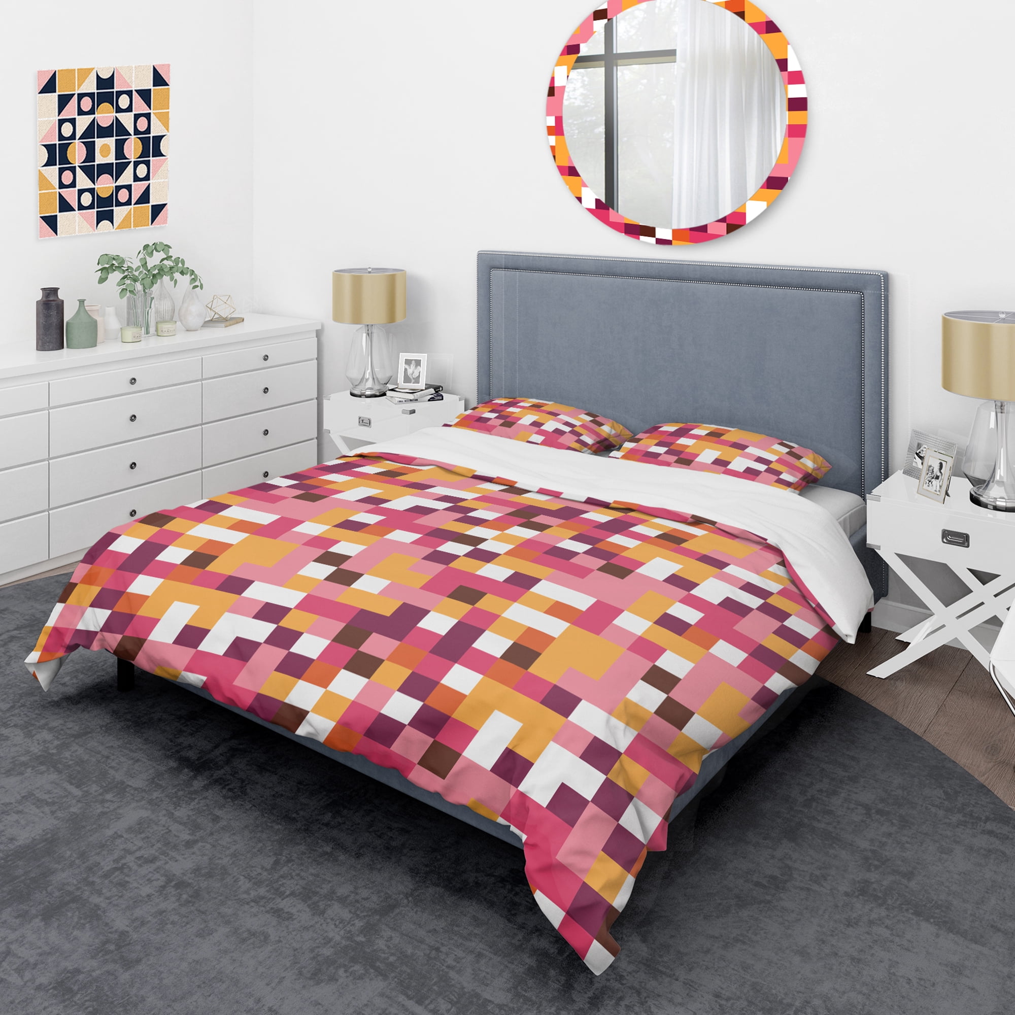 Designart 'Retro Geometric Design VII' Mid-Century Modern Duvet Cover Set