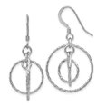 thumbnail image 1 of 925 Sterling Silver Rhod Pltd Shepherd Hook Dangle Earrings Drop, 1 of 7