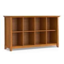 Acadian SOLID WOOD 57 inch Wide Transitional 8 Cube Storage Sofa Table in Light Golden Brown