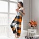 thumbnail image 5 of Balery Orange Plaid Pantalones de pijama para mujer, pijamas ultraligeros, pantalones de estar por casa-X-Large, 5 of 6