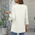 thumbnail image 4 of Aobny White Womens Tops Casual Tunic V-Neck 3/4 Sleeve Split Tops Blouse Women Tshirt,S, 4 of 5