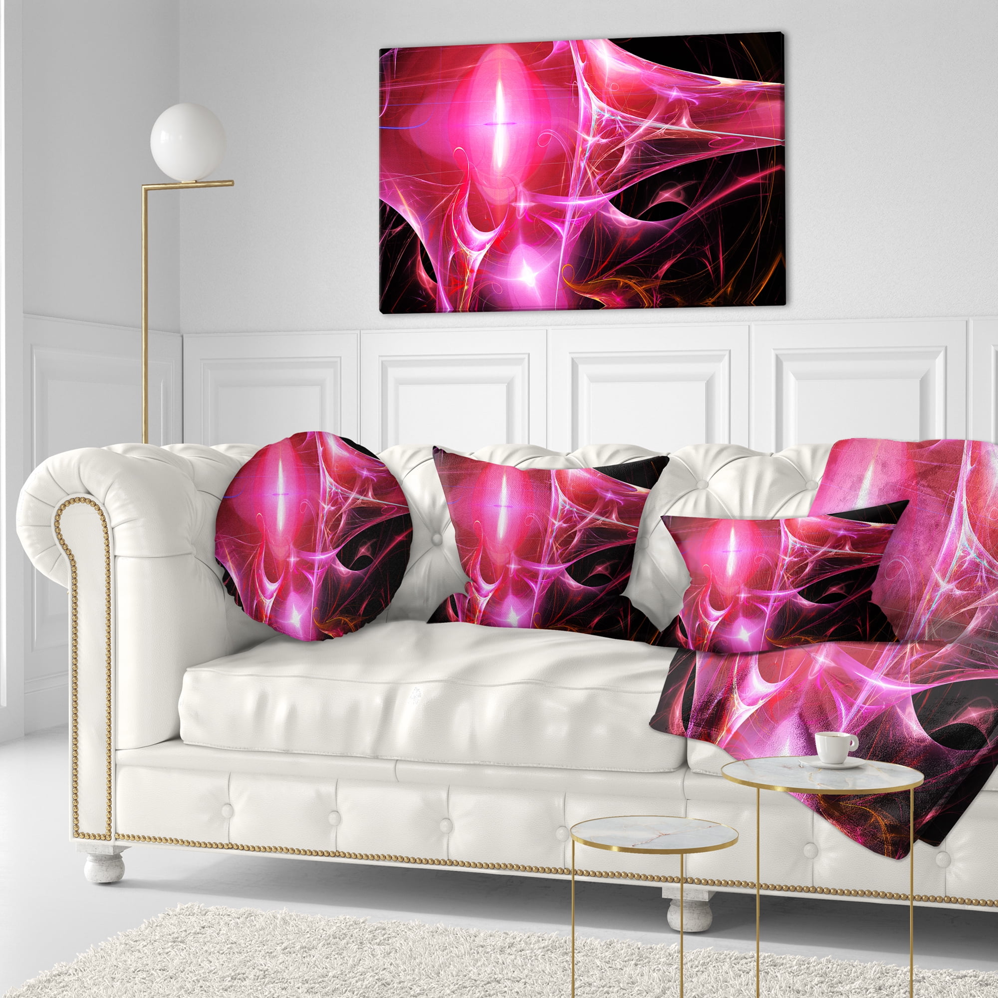 Designart Red Bright Candle - Abstract Throw Pillow - 12x20