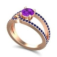 thumbnail image 2 of 2.50 Ct Round Cut Amethyst & Blue Sapphire Gemstone Elegant Bridal Ring for Ladies Solid 14K Rose Gold Size 10 by Diamond-Capitals, 2 of 8