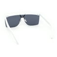 thumbnail image 4 of Flat Top Half Rim Euro Style Mafia Shield Plastic Oversize Sunglasses White - Black, 4 of 4