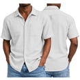 thumbnail image 7 of Cmfcve Men's Short Sleeve Shirts Cotton Casual Lightweight Button Down Shirt Beach Vacation Summer Tops with Pocket, 7 of 7