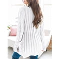 thumbnail image 4 of CHUANK Womens Boho Patchwork Cardigan Long Sleeve Open Front Knit Sweaters Coat Pockets Pink S, 4 of 7