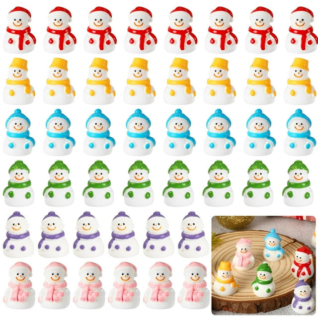 Figuritas de Muñeco de Nieve Navideño JUNEBRUSHS Mini de Resina 50 Piezas