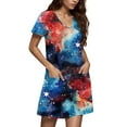 thumbnail image 3 of 4Th Of July Outfits For Women Western, American Flag Casual T Shirt Dress With Pockets V Neck Short Sleeve Boho Sundress Mother Bride Dresses Wedding Baby Girls' Sundresses (M, Royal Blue) ZMTing, 3 of 4