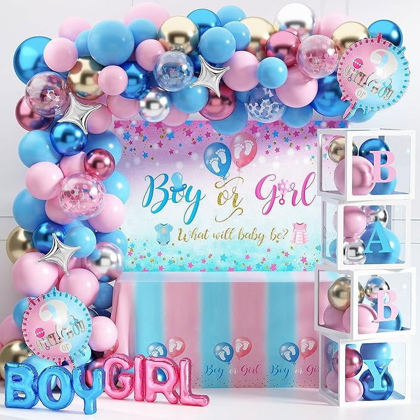 Multicolor Balloon Garland Kit with Gender Reveal Popper Balloon, 48 Pieces, by Way To Celebrate