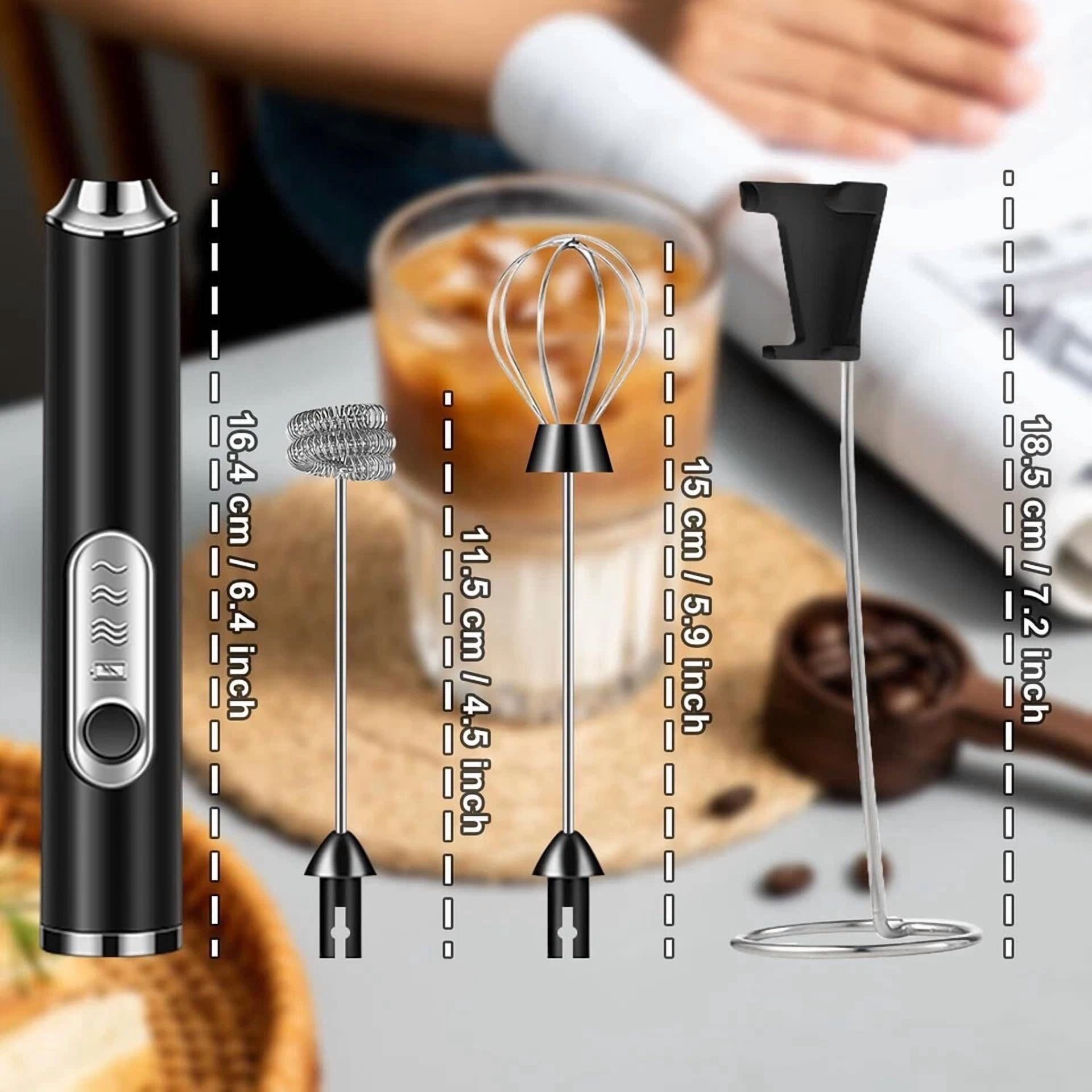Electric Milk Frother Double Whisk Handheld Coffee Foam Mixer Usb Rechargeable??