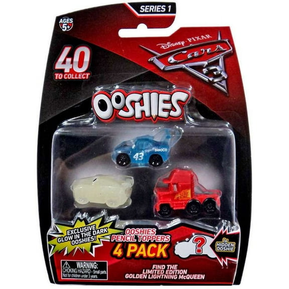 Disney / Pixar Ooshies Series 1 Mack, Translucent The King & Glow in the Dark Jackson Storm 4-Pack