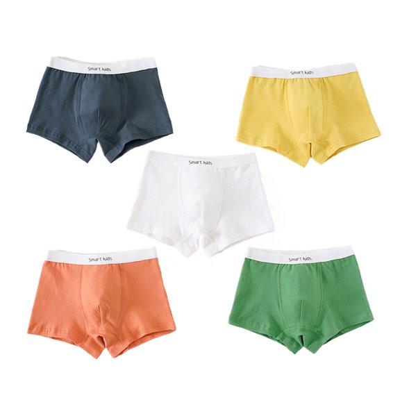QUDDERR 2-14T Boys Cotton Boxer Briefs Underwear Panties Breathable Solid Color 5Pack Boxer Briefs for Teen Kids Baby