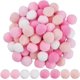 thumbnail image 1 of 100 bolas de pompones rosas para manualidades, de poliéster de 25 mm, suaves y esponjosas, para el Día de San Valentín, redondas, mini pompones., 1 of 9
