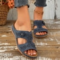 thumbnail image 5 of Caywon Dressy Flat Sandals for Women Comfortable Walking Arch Support Slip on Summer Casual Beach Wide Width Rhinestone Womens flats Slide Sandal Shoes, 5 of 7