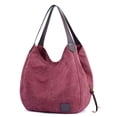 thumbnail image 1 of DOURR Bolso de hombro con múltiples bolsillos para mujer, bolso de mano de lona de algodón a la moda, 1 of 5