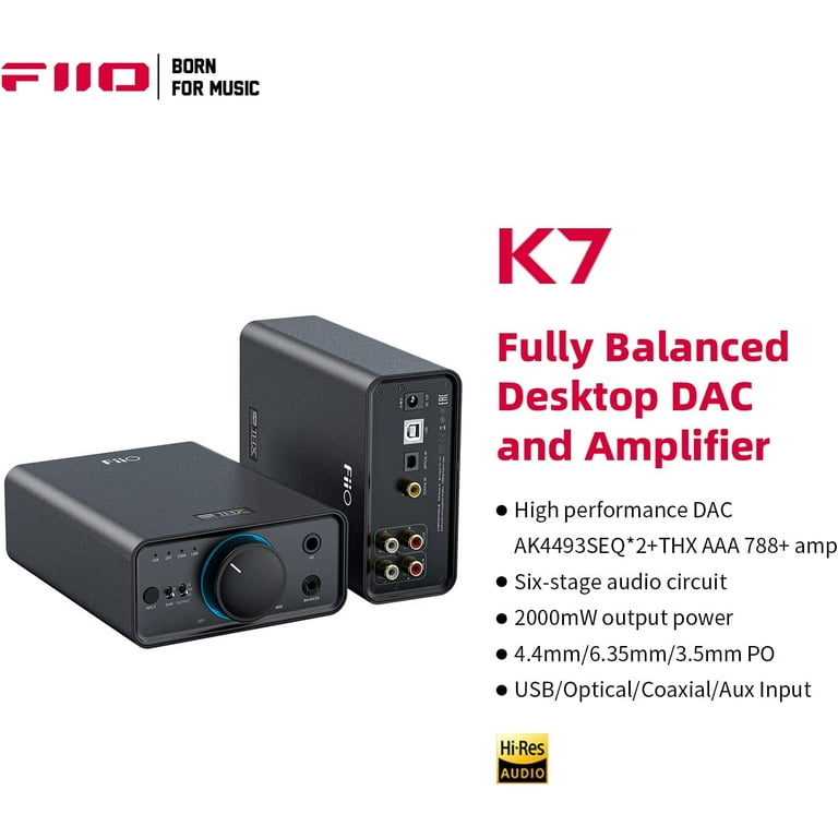 FiiO K7 Full Balanced HiFi Headphone Amplifier, Dual AK4493S, USB