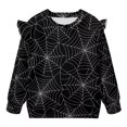 thumbnail image 5 of Uorisanigo Girls Sweatshirt Crewneck Halloween Cobweb Pullover Sweater Tops Ruffle Long Sleeve Pullover Hoodie Casual Toddler Oversized Sweatshirts Size 1-2, 5 of 7