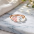 thumbnail image 3 of Rosec Jewels Lab Grown Pink White Diamond Toi Et Moi Heart Promise Ring - 1 Ct - IGI Certified Fancy Pink Gemstone Ring (VS1 Grade), 18K Rose Gold, US 9.00, 3 of 8