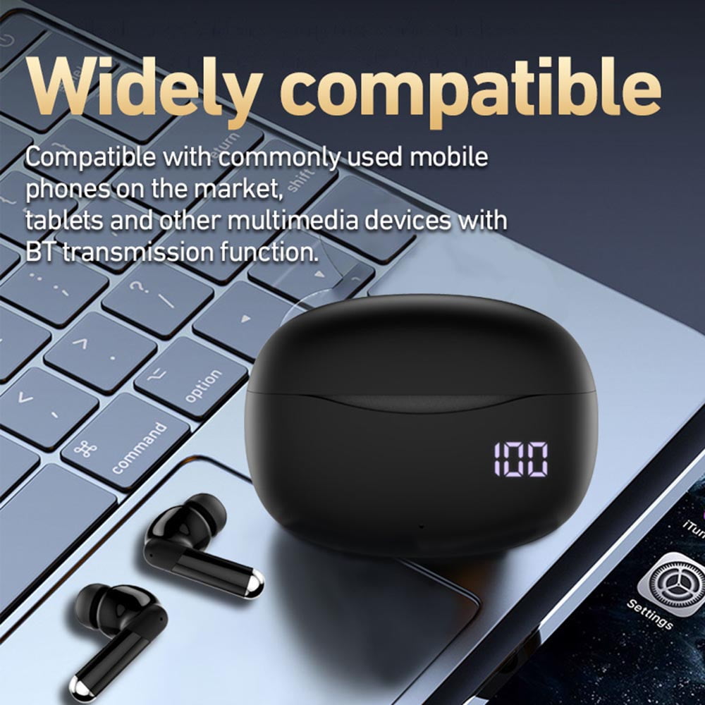 SP9D True Wireless Earbuds, Bluetooth 5.3, IPX5 Waterproof, Built-in Mic, LED Display, Wireless Charging Case