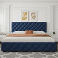thumbnail image 3 of Modern Storage Solution Bed Frame - Upholstered Platform with 4 Drawers, Adjustable Diamond Tufted Headboard, No Box Spring Needed -King, 3 of 49