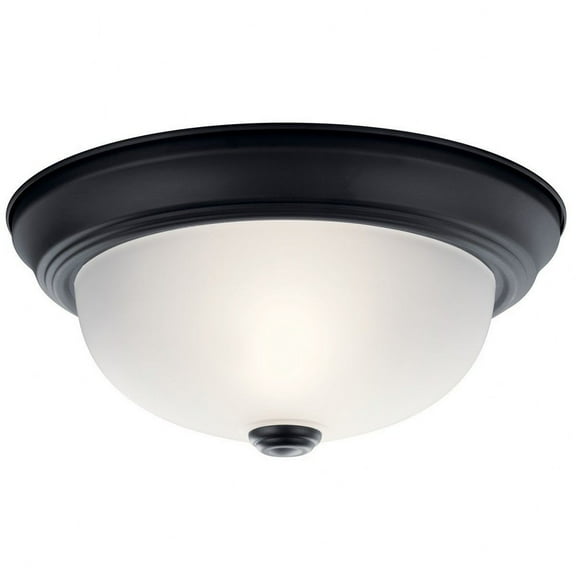8111BK Kichler Lighting 2 light Flush Mount - with Utilitarian inspirations - 4.75 inches tall by 11.25 inches wide-Black Finish