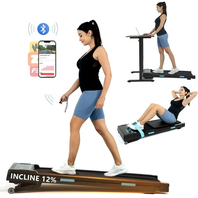 Ksports Tapis Roulant de Marche sous le Bureau avec Inclinaison Automatique et Roues, 2,5 HP