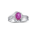 thumbnail image 1 of RYLOS Rings for Women 14K White Gold Swirl Z Ring 7X5MM Oval Gemstone &  Diamond Rings July Star Ruby Jewelry Size 7, 1 of 7