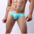 thumbnail image 1 of Aayomet Men's Ice Silk Bikini Briefs Low Rise Soft Breathable Underwear,Light Blue M, 1 of 5