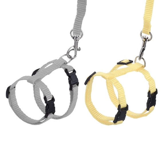 Uxcell 2Pcs Rabbit Harness and Leash Escape Proof Leash Small Animal Harness Soft Adjustable Buckle Beige Gray for Puppies Walking